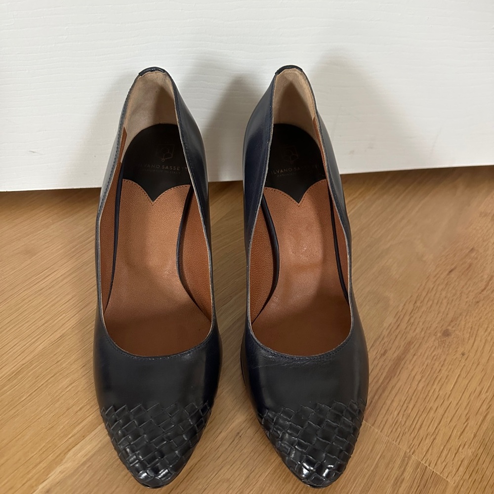 Silvano Sesstti (Italian) Dark Navy Leather Women's Shoes